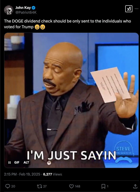 X post about DOGE dividends